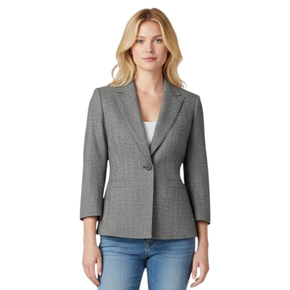 Vtg Pendleton Petite Womens Blazer Micro Plaid Woolen Mills 100% Virgin Wool 12 - Picture 1 of 13